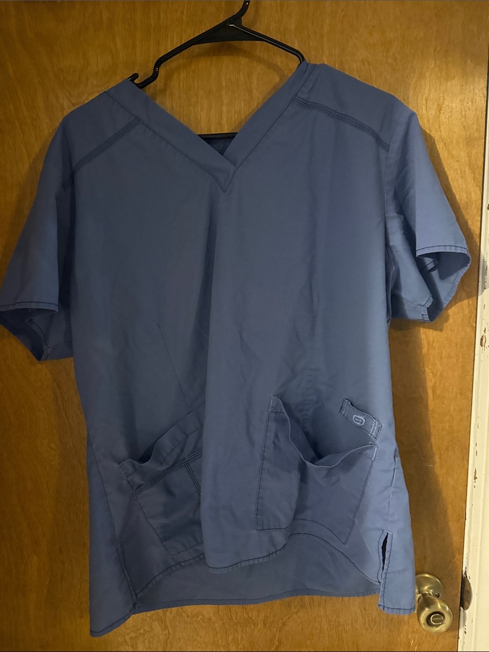 Women’s Blue V-Neck Medical Scrub Top